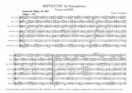 Free Sheet Music Septettin For Saxophone Septet Or Saxophone Ensemble