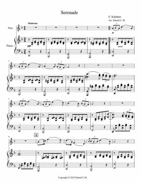 Serenade For Flute And Piano Sheet Music