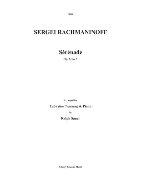 Free Sheet Music Serenade For Tuba Or Bass Trombone And Piano