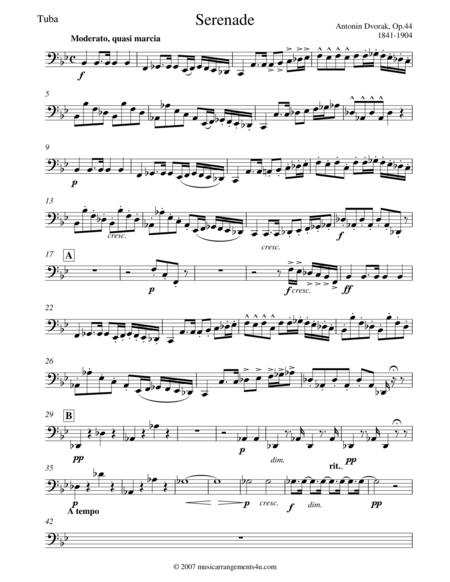 Free Sheet Music Serenade For Wind Instruments Op 44 1st Movement