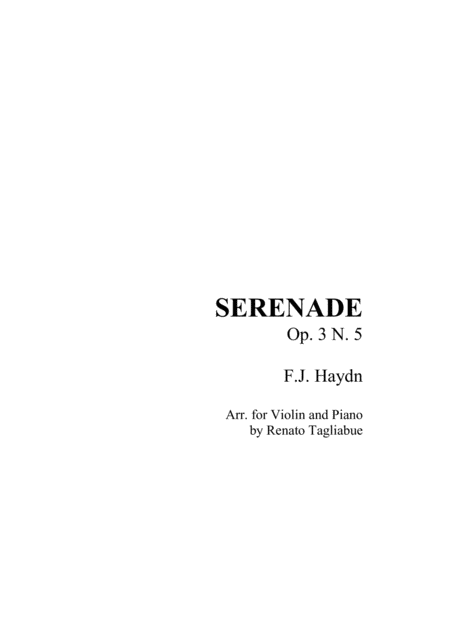 Free Sheet Music Serenade Op 3 N 5 F J Haydn Arr For Violin And Piano