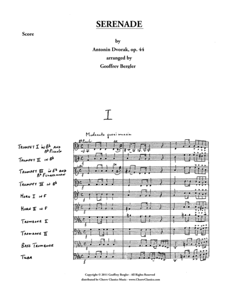 Free Sheet Music Serenade Op 44 For 10 Part Brass Ensemble