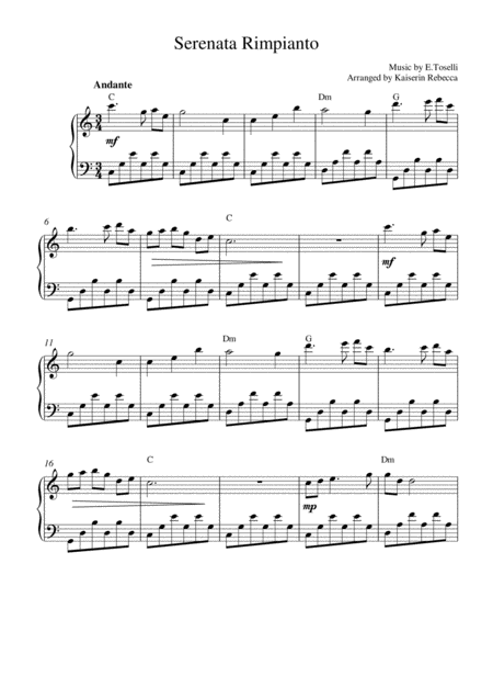 Serenata Rimpianto Op 6 No 1 Sheet Music