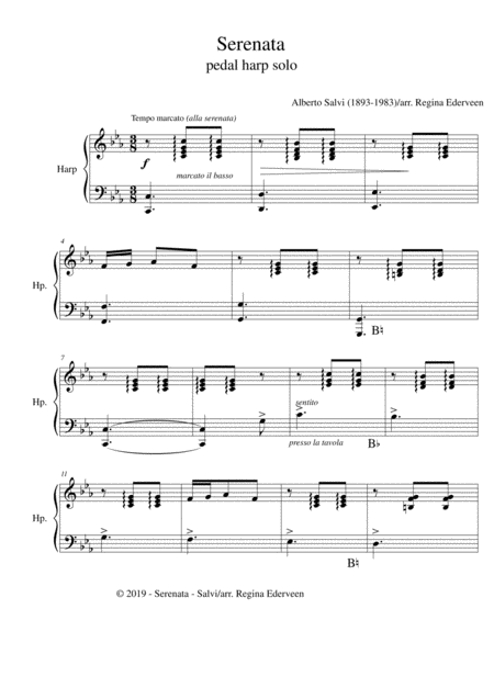 Serenata Salvi Pedal Harp Solo Sheet Music