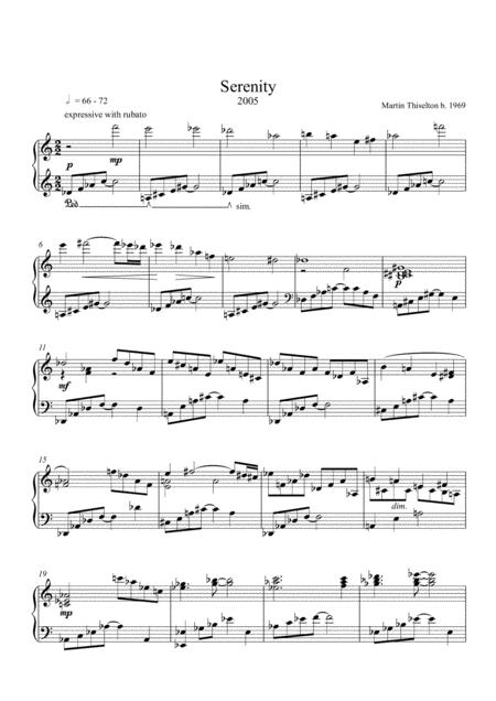 Serenity For Solo Piano Sheet Music