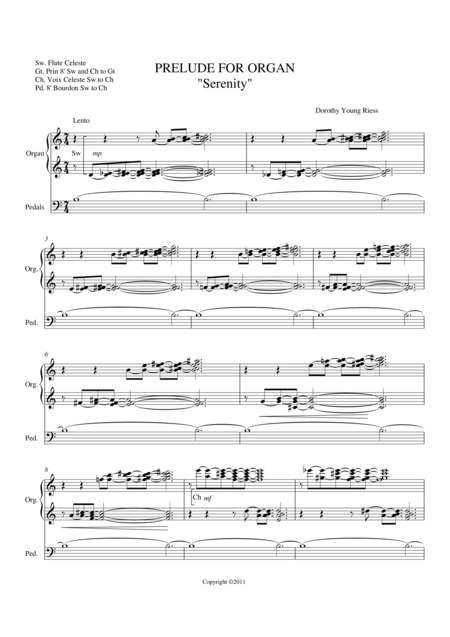 Free Sheet Music Serenity Prelude For Organ