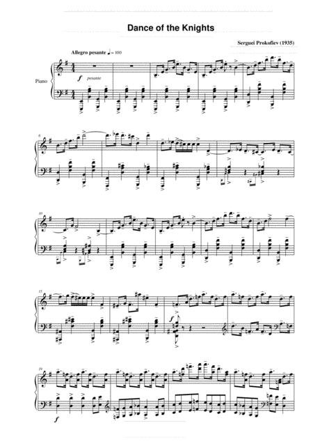 Free Sheet Music Sergei Prokofiev Romeo And Juliet Dance Of The Knights Original Complete Version