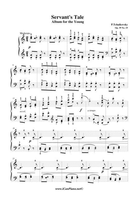 Servants Tale Album Of The Young Op 39 No 19 Icanpiano Style Sheet Music