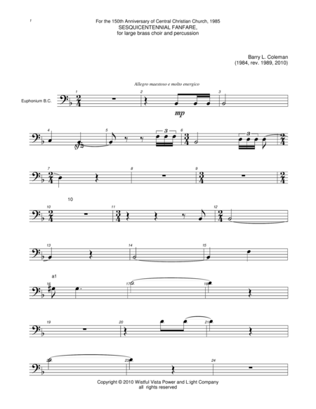 Sesquicentennial Euphonium Sheet Music