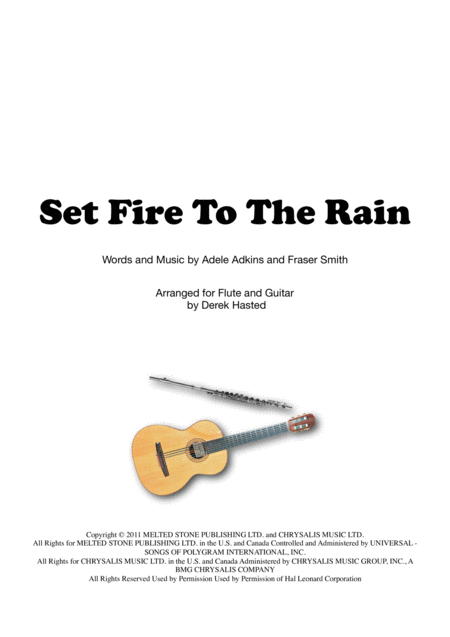 Free Sheet Music Set Fire To The Rain Flute Guitar