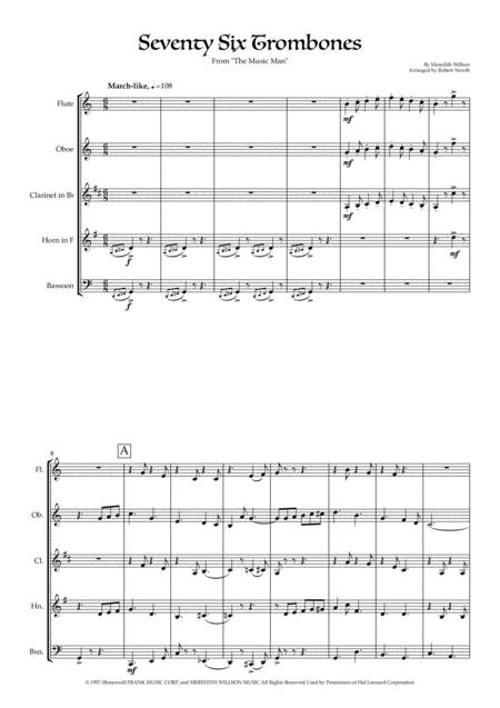 Seventy Six Trombones For Wind Quintet Sheet Music