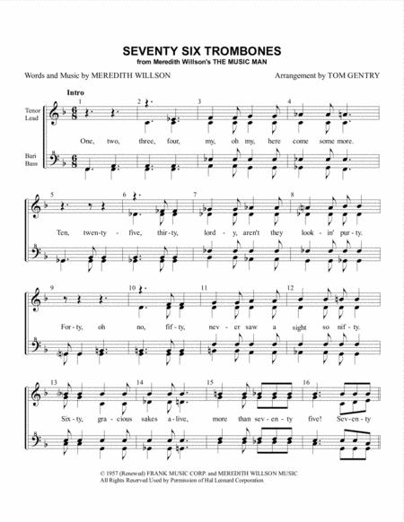 Free Sheet Music Seventy Six Trombones Ssaa