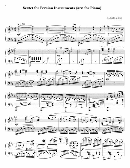 Sextet For Persian Instruments Arr For Piano Sheet Music