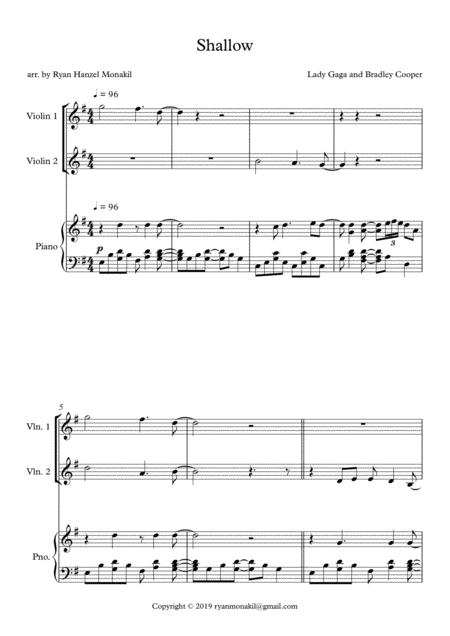 Shallow A Star Is Born Trio Sheet Music