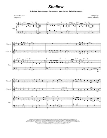 Free Sheet Music Shallow Duet For C Instruments