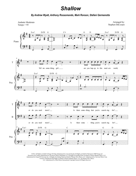 Free Sheet Music Shallow For Satb