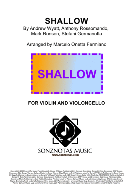 Free Sheet Music Shallow Lady Gaga For Violin And Cello Sheet Music