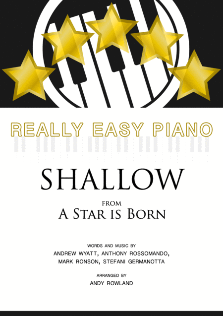 Shallow Lady Gaga Shallow A Star Is Born Really Easy Piano Series Sheet Music