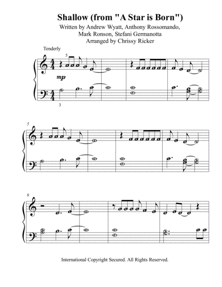 Shallow Pre Reading Piano With Note Names Sheet Music