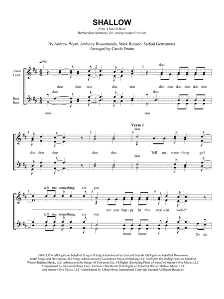 Free Sheet Music Shallow Voiced For Young Women