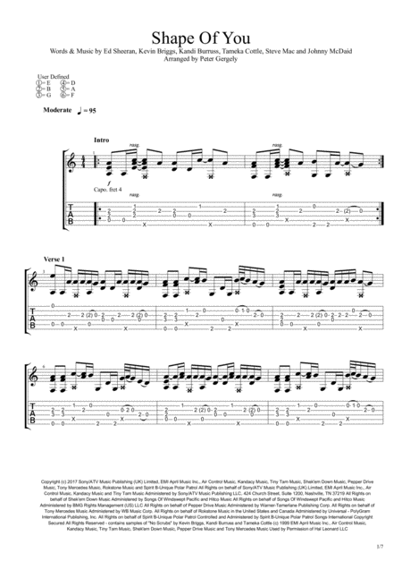 Shape Of You Fingerstyle Guitar Sheet Music