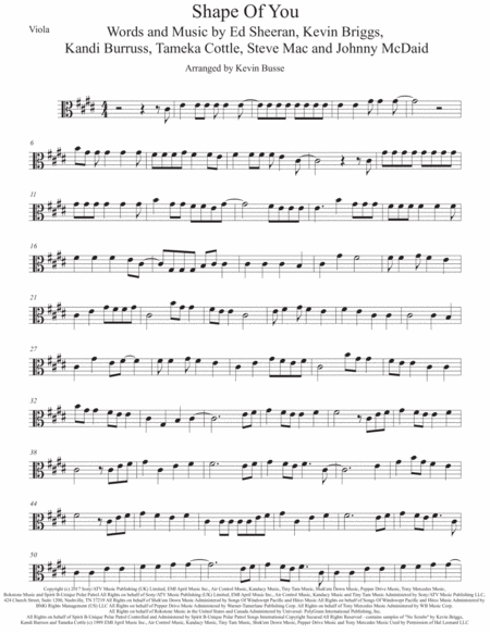 Shape Of You Original Key Viola Sheet Music