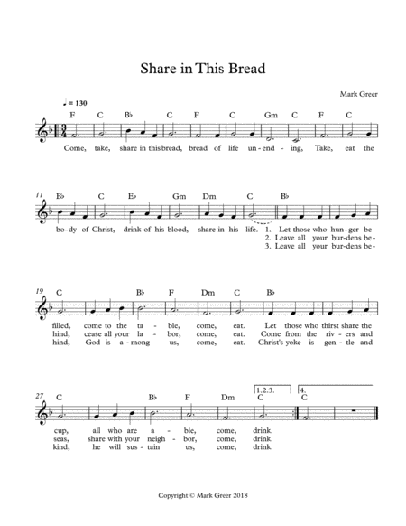 Share In This Bread Sheet Music