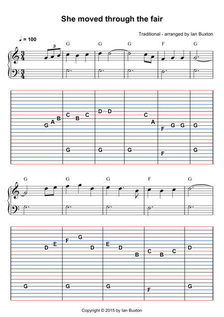 Free Sheet Music She Moved Through The Fair For Celtic Or Folk Harp With Chords