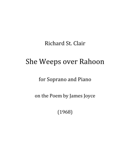 She Weeps Over Rahoon For Soprano And Piano 1968 Sheet Music