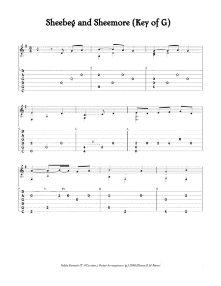 Free Sheet Music Sheebeg And Sheemore Key Of G For Fingerstyle Guitar Tuned Cgdgad