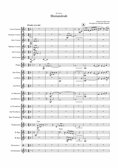 Shenandoah Cornet Solo With Brass Band Sheet Music