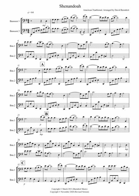 Free Sheet Music Shenandoah For Bassoon Duet
