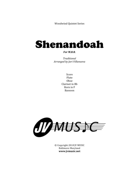 Free Sheet Music Shenandoah For Woodwind Quintet