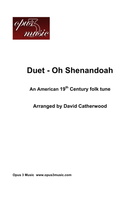 Free Sheet Music Shenandoah Instrumental And Piano Arranged By David Catherwood