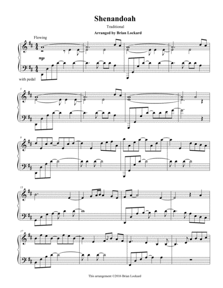 Free Sheet Music Shenandoah Piano Solo