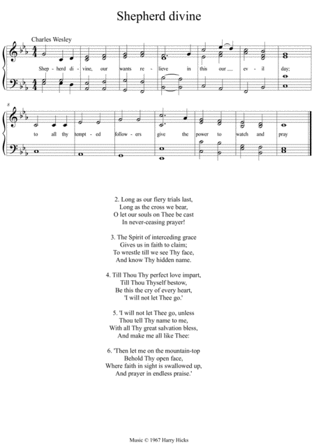 Free Sheet Music Shepherd Divine A New Tune To A Wonderful Charles Wesley Hymn