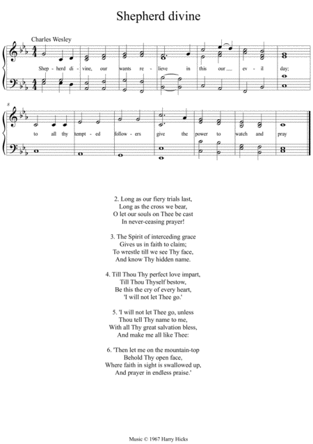 Shepherd Divine A New Tune To A Wonderful Charles Wesley Hymn Sheet Music