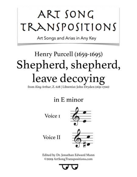 Free Sheet Music Shepherd Shepherd Leave Decoying Transposed To E Minor