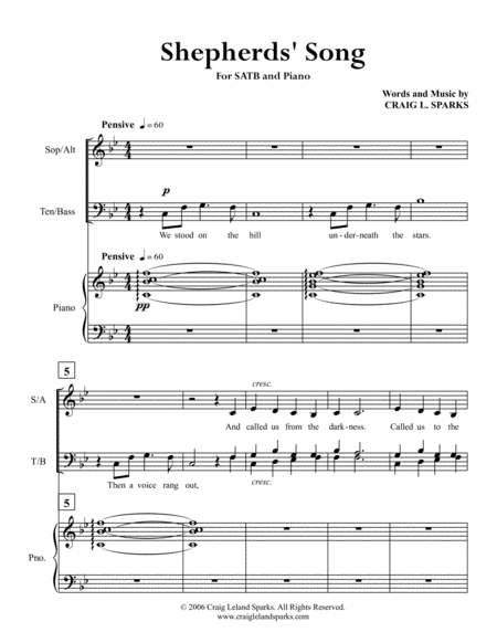 Free Sheet Music Shepherds Song