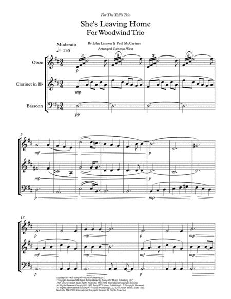 Free Sheet Music Shes Leaving Home By The Beatles For Woodwind Trio