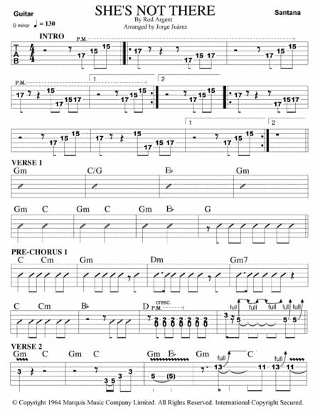 Shes Not There Guitar Tab Sheet Music