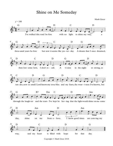 Free Sheet Music Shine On Me Someday