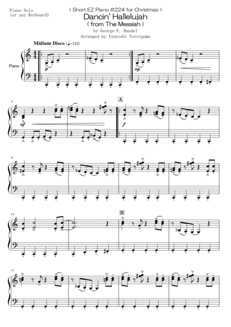 Short Ez Piano 224 For Christmas Dancin Hallelujah From The Messiah Sheet Music