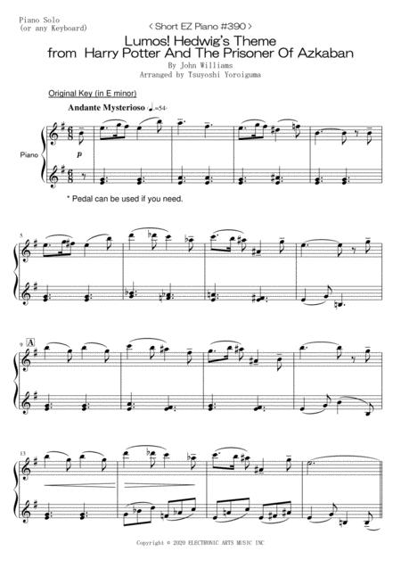 Free Sheet Music Short Ez Piano 390 Lumos Hedwigs Theme From Harry Potter And The Prisoner Of Azkaban