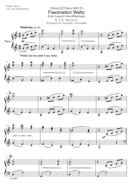 Short Ez Piano 413 Fascination Waltz From Love In The Afternoon Sheet Music