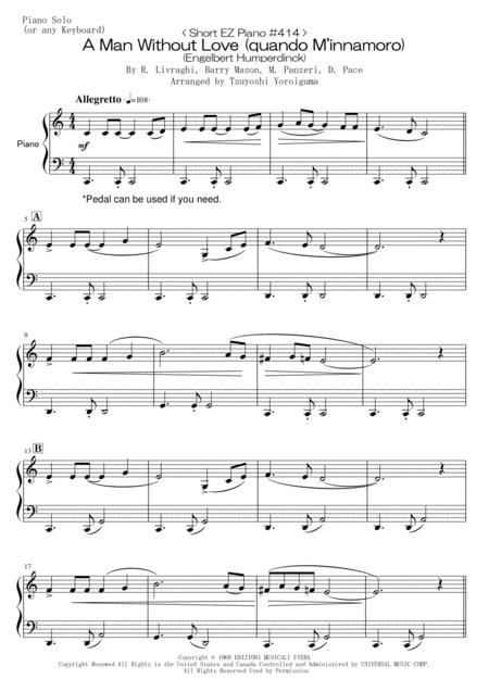 Short Ez Piano 414 A Man Without Love Quando M Innamoro Sheet Music