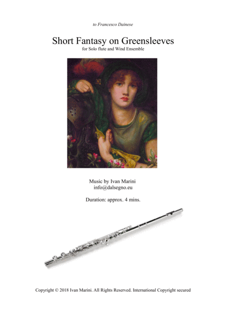 Free Sheet Music Short Fantasy On Greensleeves For Solo Flute And Wind Ensemble