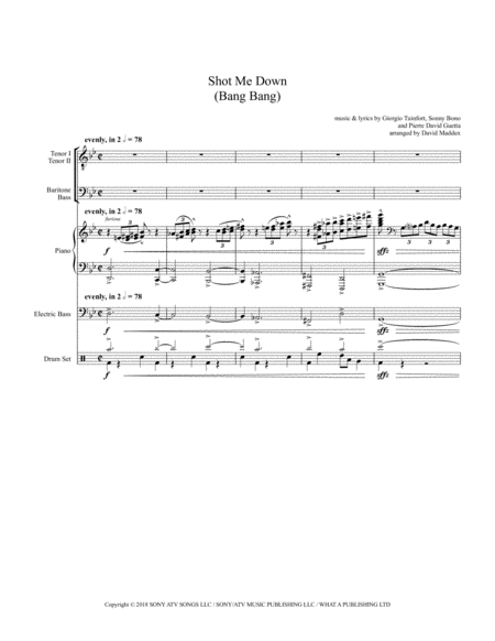 Shot Me Down Bang Bang Sheet Music