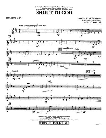 Free Sheet Music Shout To God Bb Trumpet 2