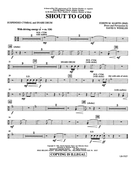 Shout To God Suspended Cymbal Snare Drum Sheet Music